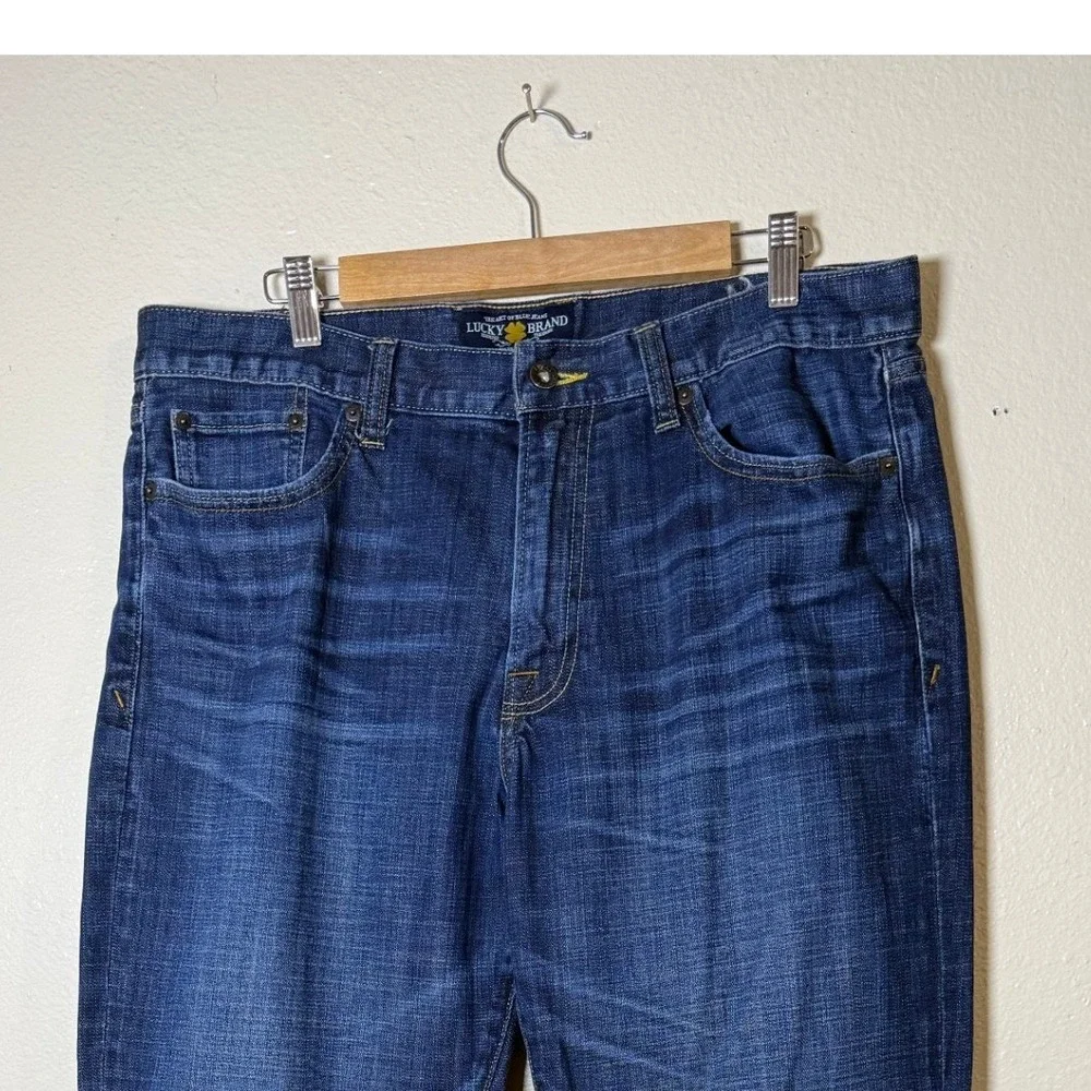 Lucky Brand Men 361 Vintage Straight Jeans 37x31.5 Blue Dark Wash Denim American